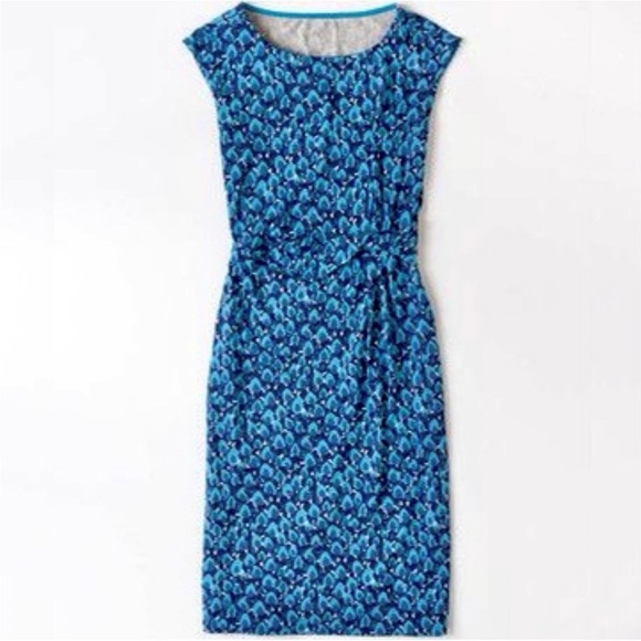 Boden Darcey Twist Front Sheath Knee Length Stretch Jersey Dress - Picture 1 of 10